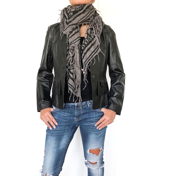 IDEOLOGY - Black Leather Blazer - Picture 2 of 4